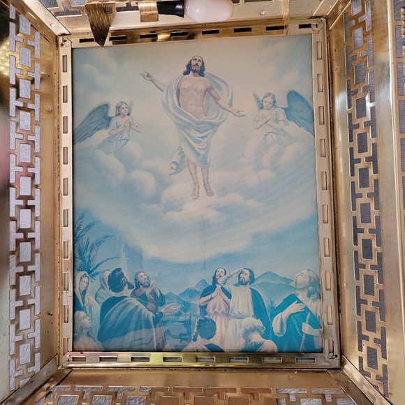 Lighted Jesus Cross Angels Heaven 3D Lenticular Hologram Metal Picture Frame - Picture 3 of 9